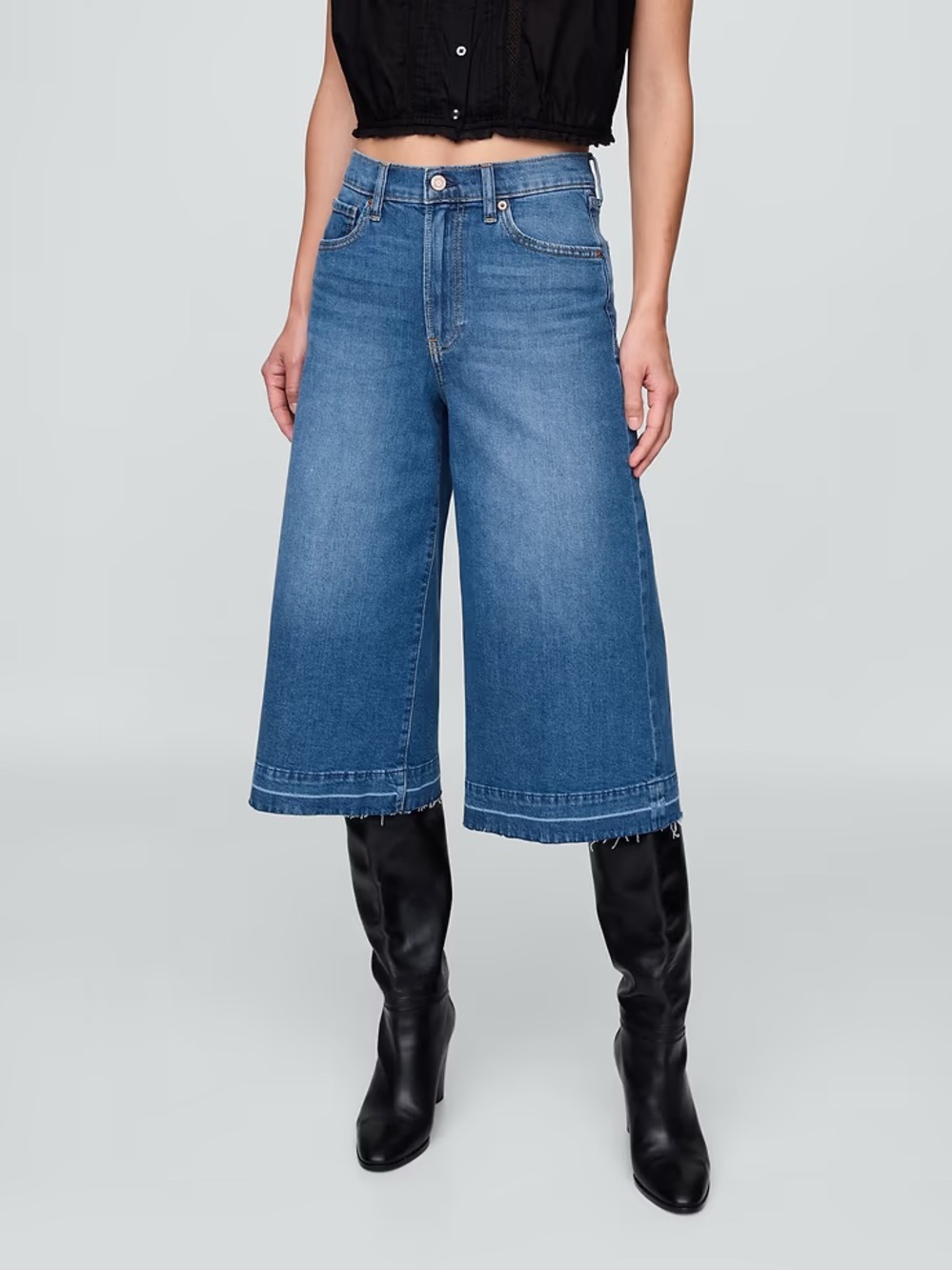 GAP High Rise Culotte Jeans Blue Denim Jorts Long Shorts Womens Size 6 Short